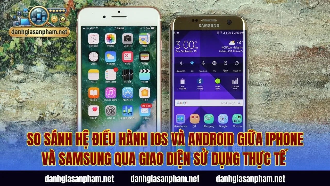 So sánh hệ điều hành iOS và Android giữa iPhone và Samsung qua giao diện sử dụng thực tế