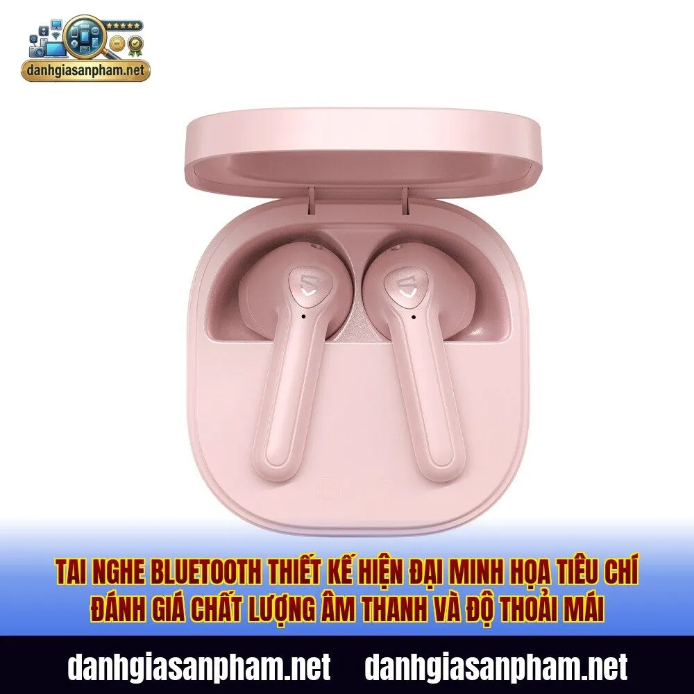 Tai nghe Bluetooth thiết kế hiện đại minh họa tiêu chí đánh giá chất lượng âm thanh và độ thoải mái