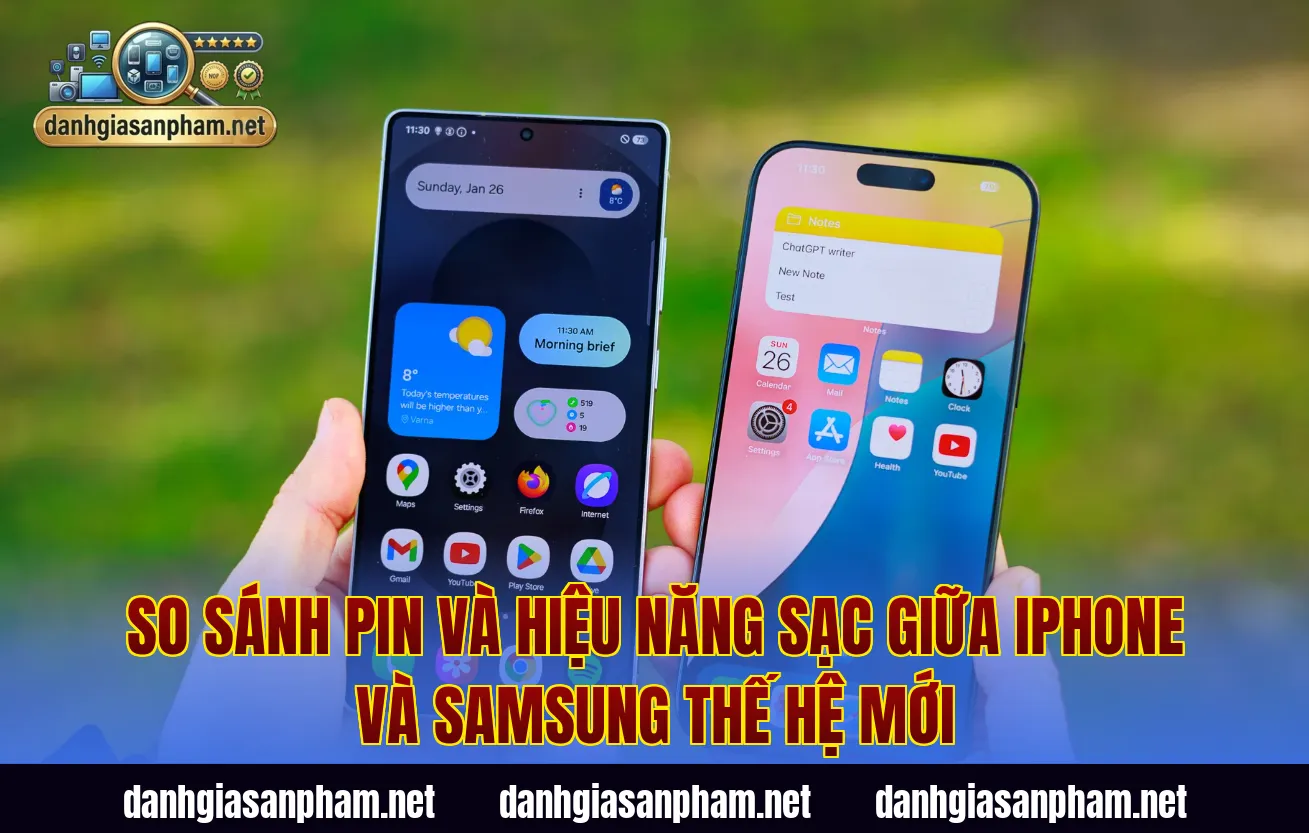 So sánh pin và hiệu năng sạc giữa iPhone và Samsung thế hệ mới
