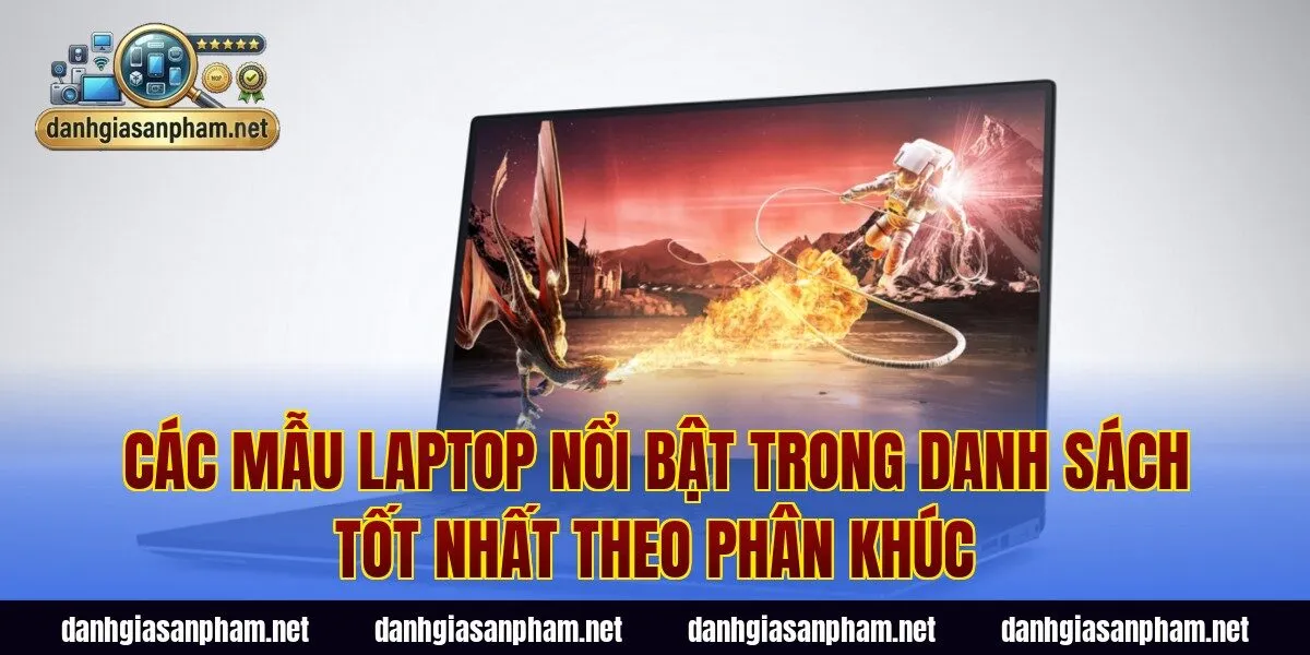 Các mẫu laptop nổi bật trong danh sách tốt nhất theo phân khúc