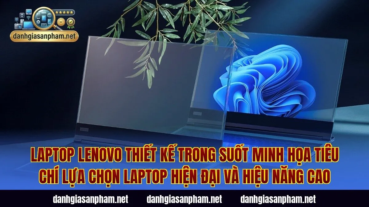 Laptop Lenovo thiết kế trong suốt minh họa tiêu chí lựa chọn laptop hiện đại và hiệu năng cao